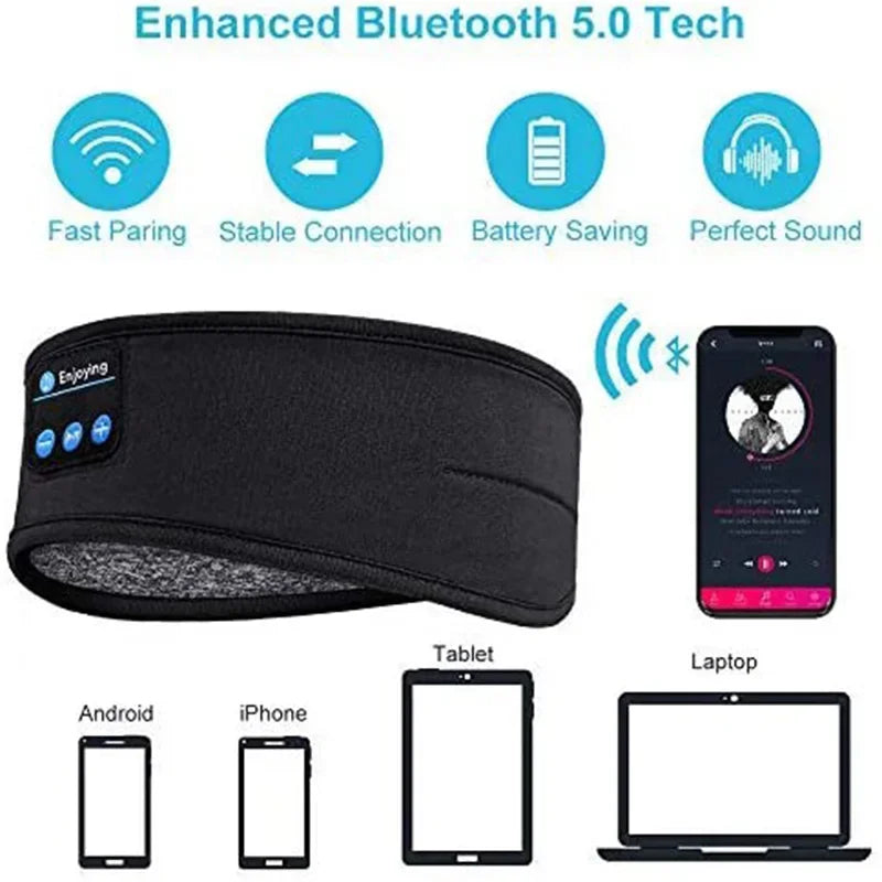 Fone Bluetooth écouteurs sport bandeau de couchage élastique sans fil casque musique masque pour les yeux sans fil Bluetooth casque bandeau